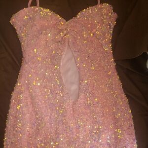 Sparkle Pink Sequin Mini Dress - Women's Party Dress